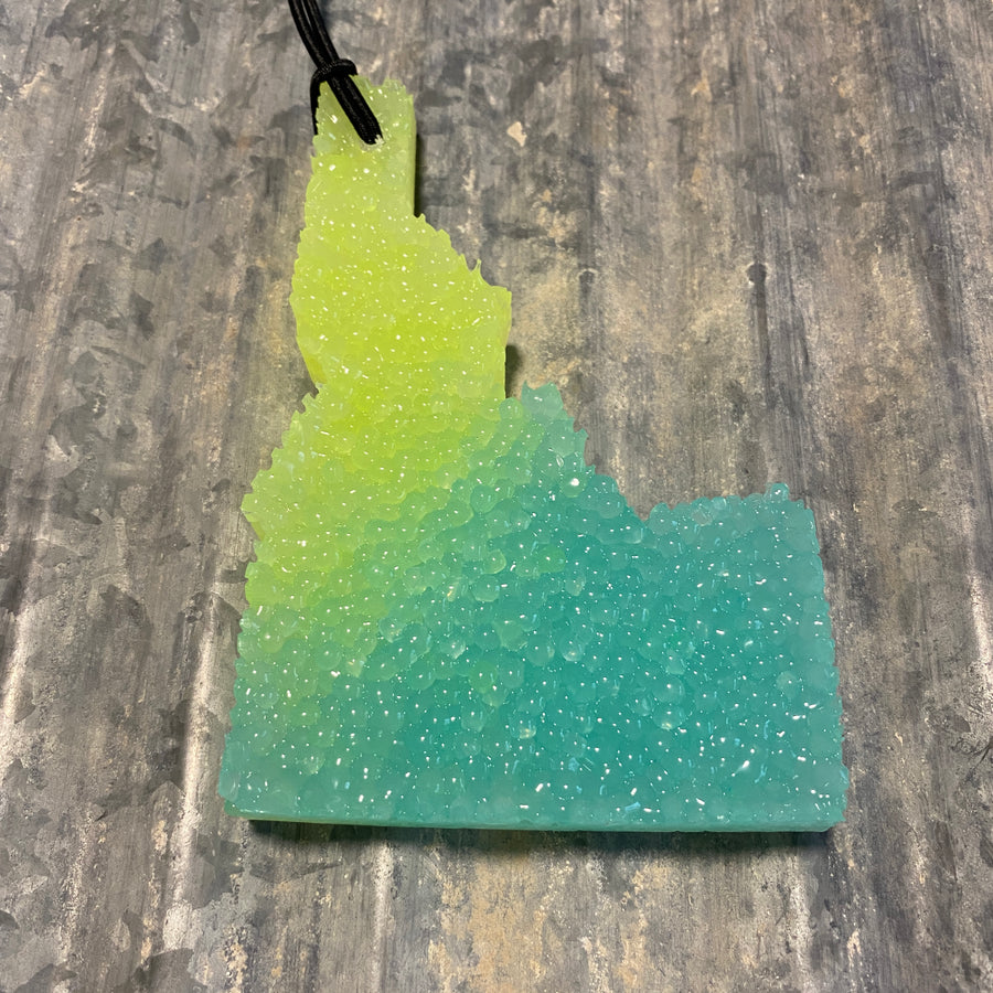 Large Idaho Car Freshie | Yellow & Teal Ombre | Southern Charm Scent