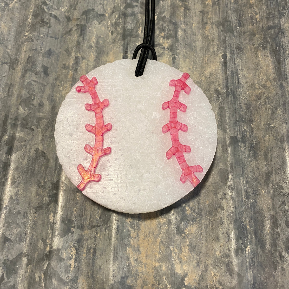 Baseball Car Freshie Black Ice Scent Rear View Jewels