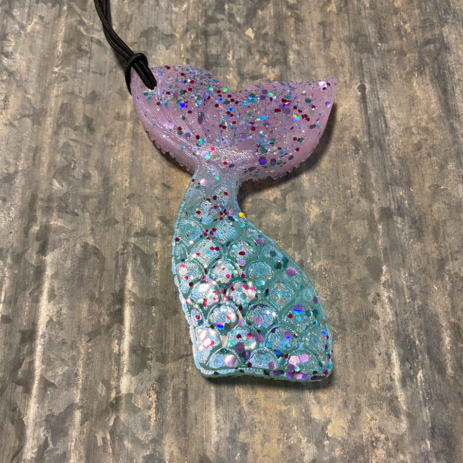 Mermaid Tail Car Freshie | Lavender & Teal With Glitter | Good Vibes Scent