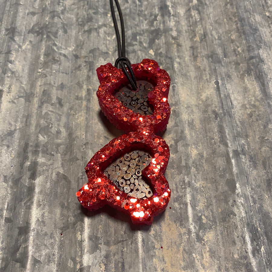 Heart Sunglasses Car Freshie | Red Sparkles | Coconut Lime Verbena Scent