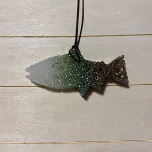 Lake Fish Car Freshie | Green to Gold Ombre | Black Ice Scent
