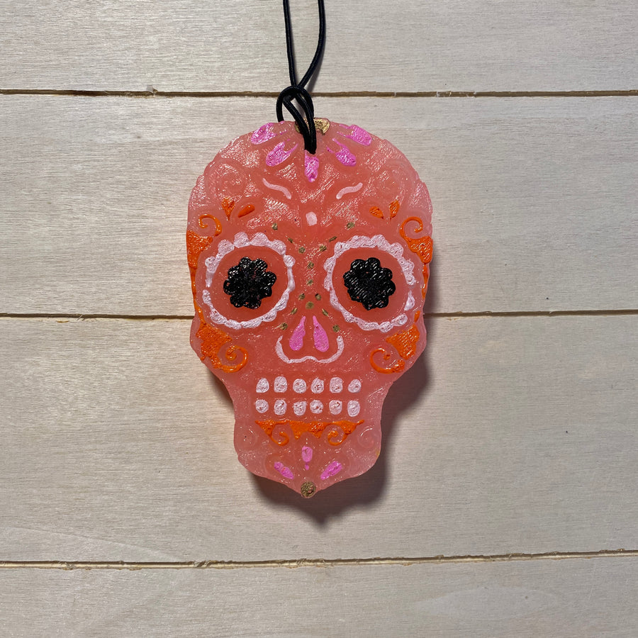 Sugar Skull Car Freshie | Peach Glow-In-The-Dark | Peachy O Scent