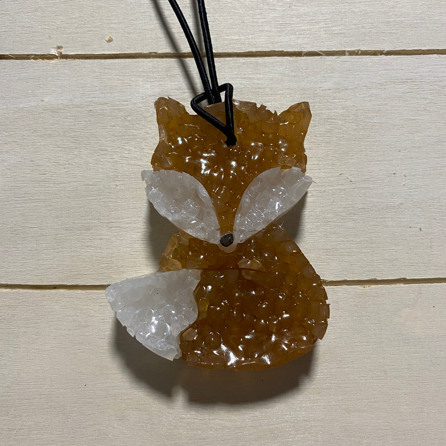 Autumn Fox Car Freshie | Brown & White | Mahogany Teakwood Scent