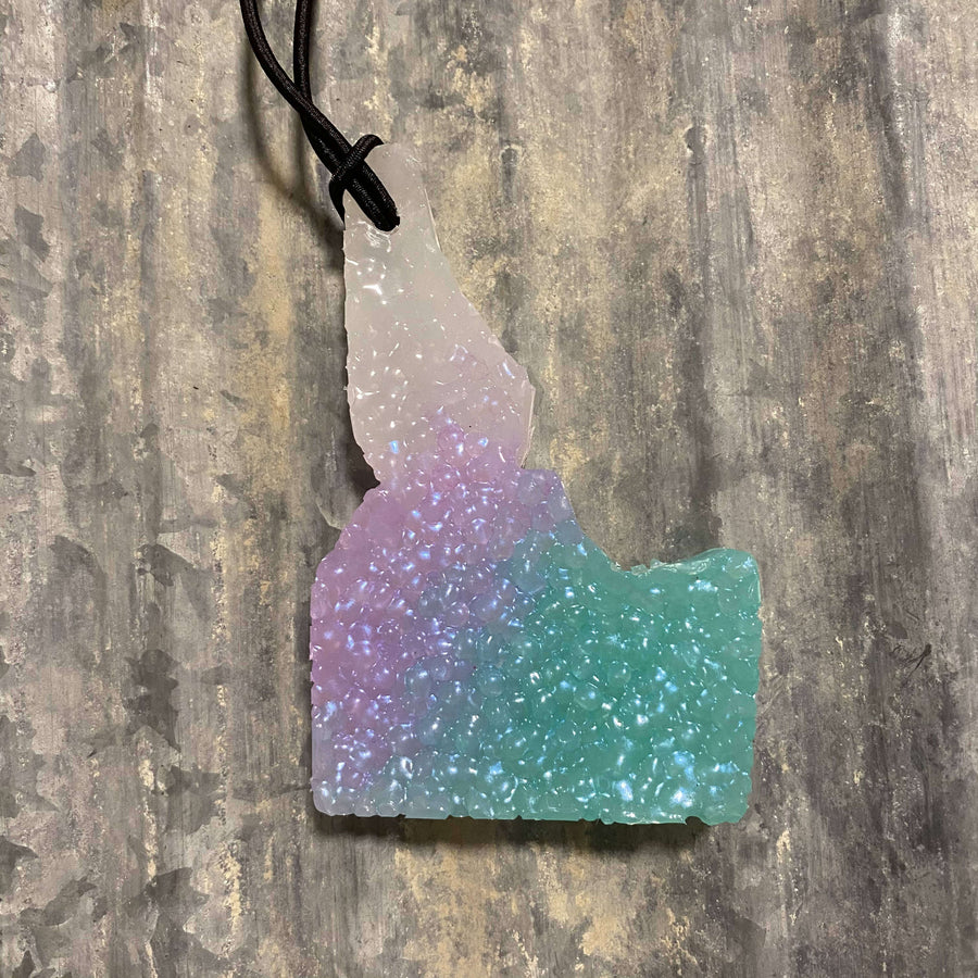 Idaho Car Freshie | Clear, Lavender, and Teal Ombre | Butt Naked Scent