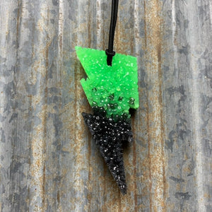 Lighting Bolt Car Freshie | Green to Black | Mahogany Teakwood