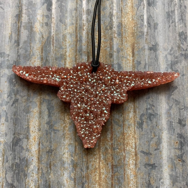 Longhorn Car Freshie | Brown With Green Shimmer | Roasted Pinecone Scent