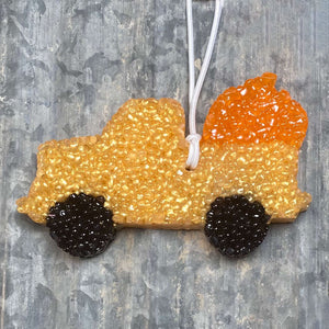 Pumpkin Truck Car Freshie | Matte Gold | Fall Leaves Scent