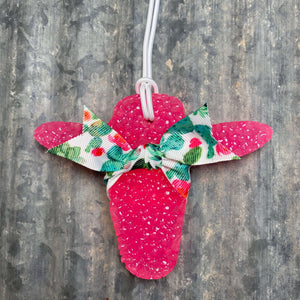 Cow Head Car Freshie | Hot Pink With Cactus Ribbon | Cactus Blossom Scent