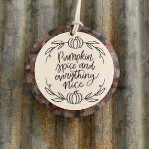 Circle Pumpkin Spice & Everything Nice Car Freshie | Multicolor | Fall Mix Scent