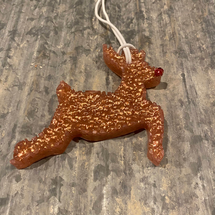 Reindeer Freshie | Rose Gold With Red Glitter Nose | Vanilla Scent