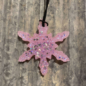 Snowflake Car Freshie | Pearl Pink With Glitter | Lush Blush Scent
