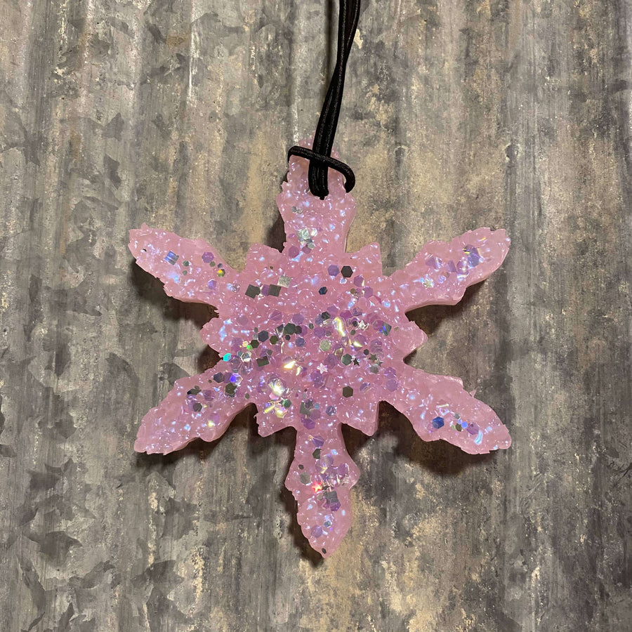 Snowflake Car Freshie | Pearl Pink With Glitter | Lush Blush Scent
