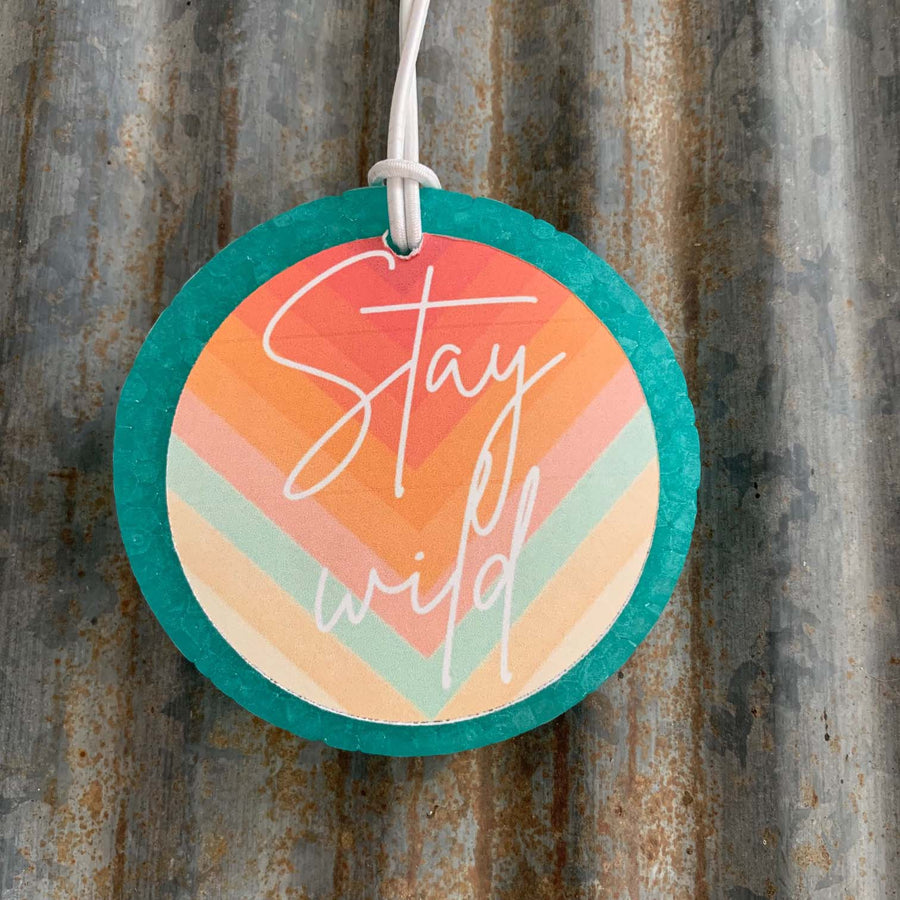 Circle Stay Wild Car Freshie | Teal | Cactus Blossom Scent