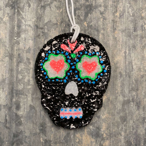 Sugar Skull Car Freshie | Black With Decorative Accents | Volcano Scent