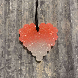 Valentine Heart Car Freshie | Neon Coral to White Gold Ombre | Black Raspberry Vanilla Scent