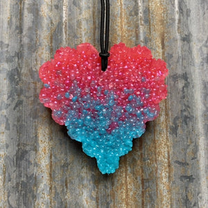 Valentine Heart Car Freshie | Red to Blue Ombre | Wild Cherry Almond Scent