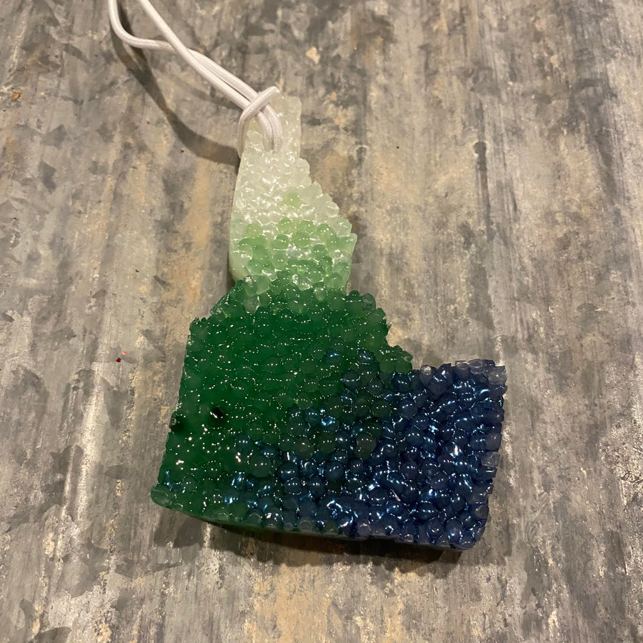 Idaho Car Freshie | White, Green, Navy Ombre | Tropical Cowboy Scent