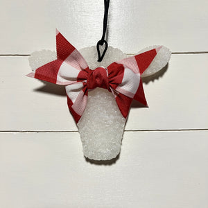 Cow Head | White With Red & White Plaid Ribbon | Mint Mojito Scent