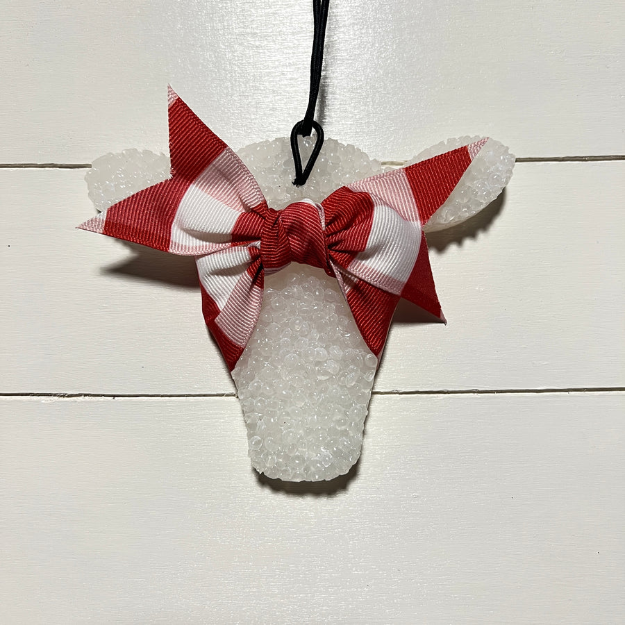 Cow Head | White With Red & White Plaid Ribbon | Mint Mojito Scent