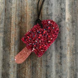 Popsicle Car Freshie Red with Patriotic Glitter Vanilla Pumpkin Marshmallow Scent