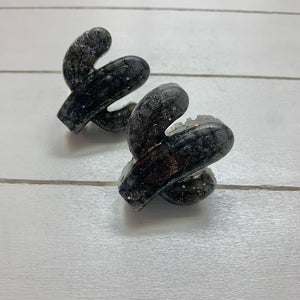 Champagne Toast CACTUS VENT CLIP SET Black Gold Sparkle Vertical