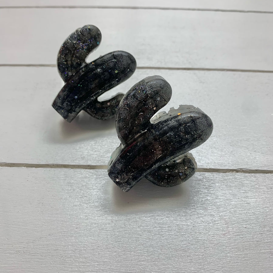 Champagne Toast CACTUS VENT CLIP SET Black Gold Sparkle Vertical