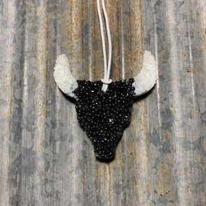 Cow Skull Car Freshie | Black With White Horns | Good Vibes Scent