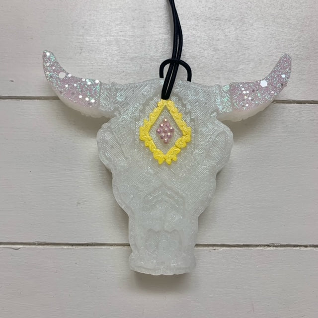 Aztec Cow Skull | White With Pink Rhinestones | Naked Cactus Scent