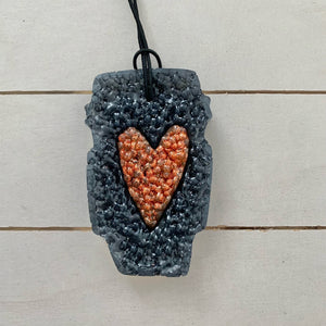Venti Coffee Cup Car Freshie | Solid Black With Orange Sparkle Heart | Mama's Kitchen Scent