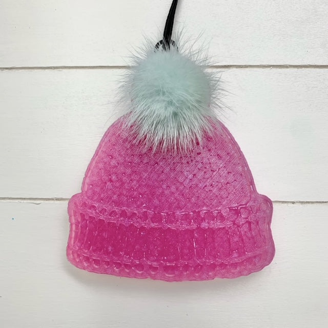 Pomegranate Mandarin Scent Beanie Fushia/Blue Shimmer Mint Pom