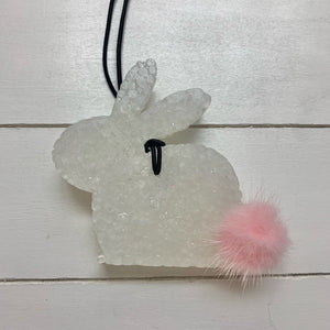 Bunny Silhouette | White Metallic With Pink Pom Tail | Strawberry Kiwi Scent