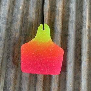 Ear Tag Car Freshie | Sunset Ombre | Mahogany Teakwood Scent