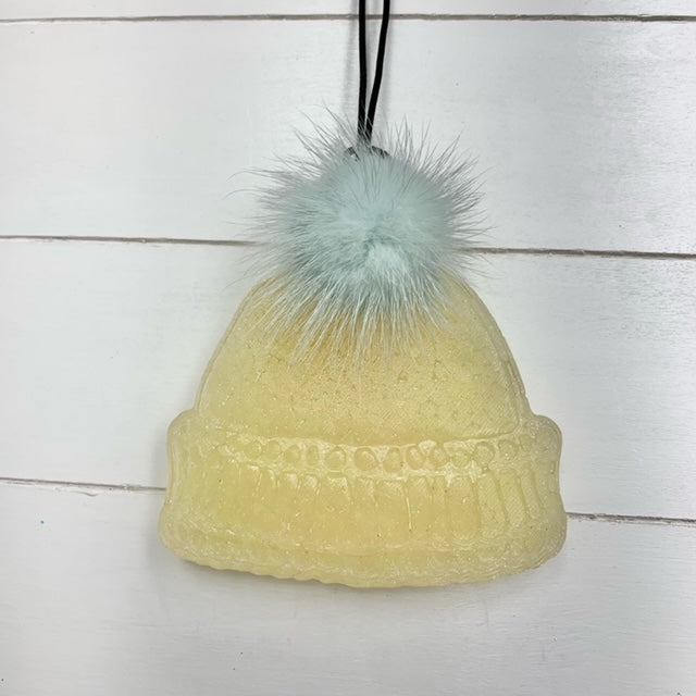 Tropical Cowboy Scent Beanie Yellow/White Shimmer Mint Pom