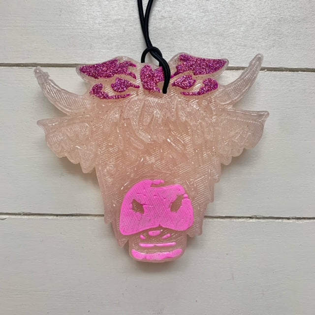 Highland Cow Face | Tan With Sparkle Bow | Salt Scent