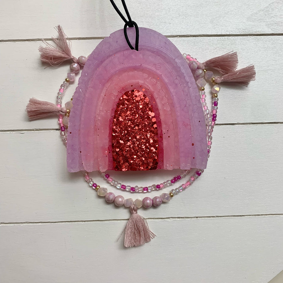 Rainbow Freshie With Tassel Necklace Set | Valentine Colors | Vanilla Pumpkin Marshmallow Scent