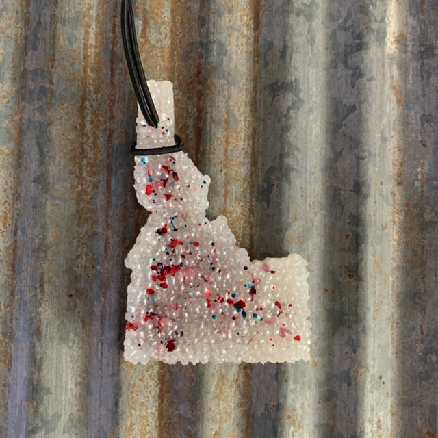 Idaho Car Freshie | White With Patriotic Sparkles | Lollipop Scent