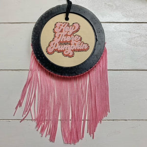 Hey There Pumpkin Round With Fringe | Black | Pumpkin Pie Scent