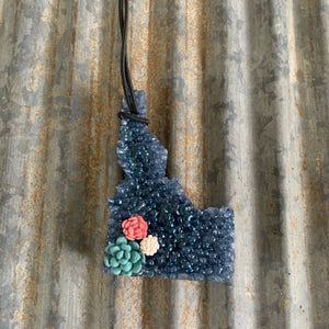 Idaho Car Freshie | Navy Blue With Succulents | Mama's Kitchen Scent