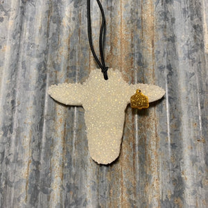 Cow Head Car Freshie | White Gold With Gold Ear Tag | Tropical Cowboy Scent