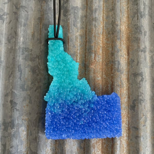 Large Idaho Car Freshie | Turquoise Ocean Colors | Tropical Cowboy Scent