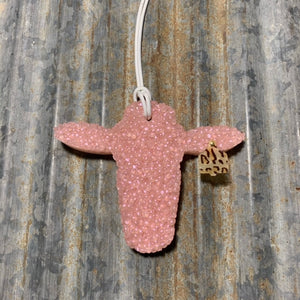 Cow Head Car Freshie | Pink With Leopard Ear Tag | Summer Punch Scent