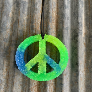 Peace Sign Car Freshie | Blue, Green, Yellow Ombre | Good Vibes Scent
