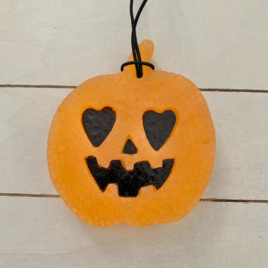 Heart Eyes Pumpkin Car Freshie | Orange | Sugared Lemon Scent