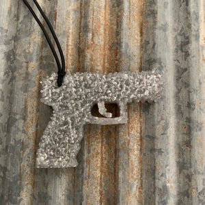 Pistol Car Freshie | Metallic Silver | Abercrombie Fierce Scent