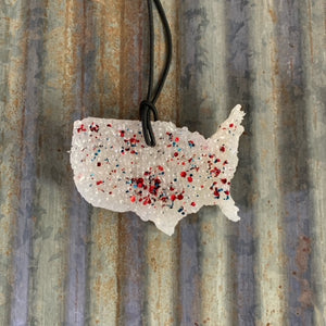 USA Car Freshie | White With Patriotic Sparkles | Black Raspberry Vanilla Scent