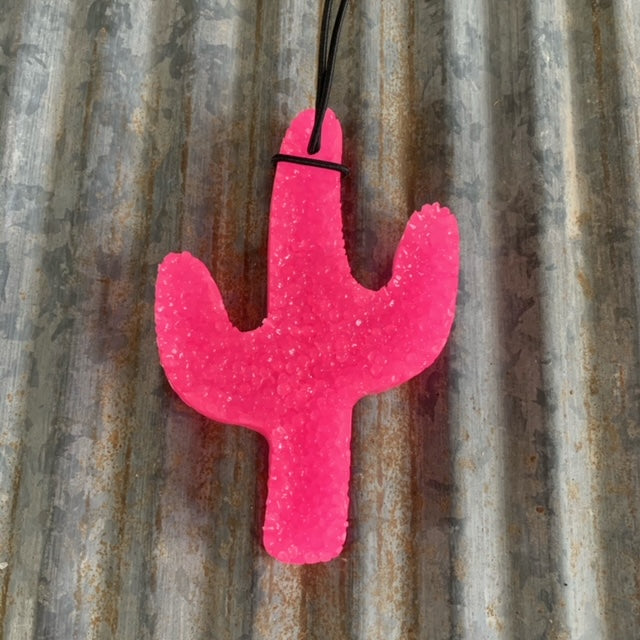 Large Cactus Car Freshie | Hot Pink | Cactus Blossom Scent