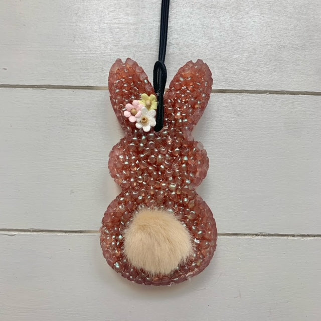 Bunny | Brown With Beige Pom & Flowers | Marshmallow Candy Scent - Limited Edition